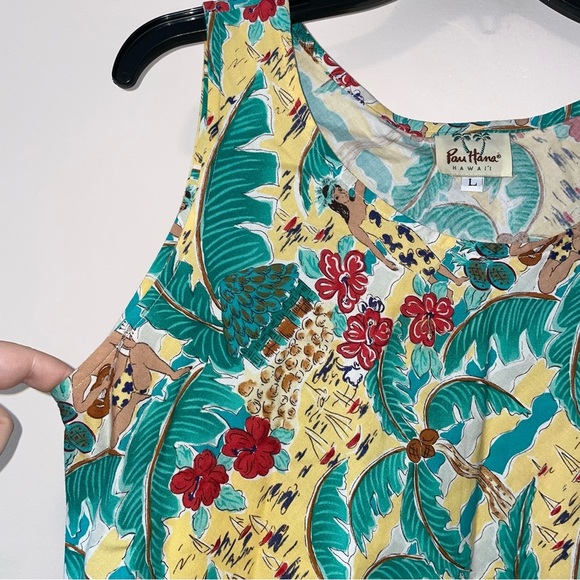 Pau Hana Hawaii Tropical Print Sleeveless Dress Size Large - Picture 3 of 7